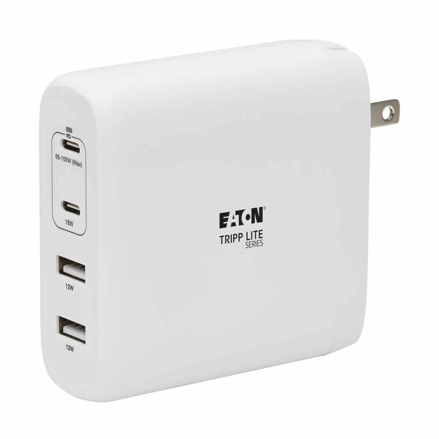 Eaton Tripp Lite Series 4-Port Compact USB Wall Charger - GaN Technology, 100W PD Charging, 2 USB-C & 2 USB-A, White
