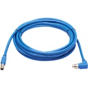 Eaton Tripp Lite Series M12 X-Code Cat6a 10G F/UTP CMR-LP Shielded Ethernet Cable (Right-Angle M/M), IP68, PoE, Blue, 5 m (16.4 ft.), TAA