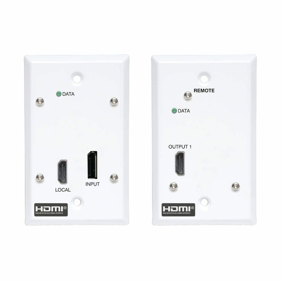 Eaton Tripp Lite Series DisplayPort to HDMI over Cat6 Extender Kit, Wall Plate, 4K 60 Hz, 4:4:4, PoC, HDCP 2.2, 230 ft. (70.1 m), TAA