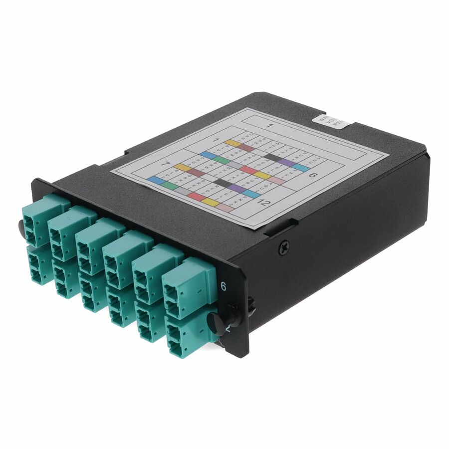AddOn 4-Bay Cassette 24-Fiber MPO In, 12 LC Duplex Out, Multi-mode Duplex OM4 - MPO type A