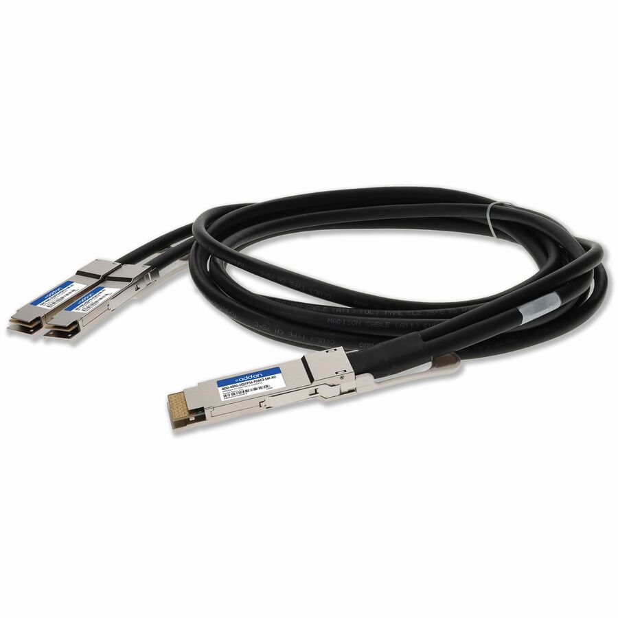 AddOn MSA and TAA Compliant 400GBase-CU QSFP-DD 400G to 2xQSFP56 200G PAM-4 Direct Attach Cable (Passive Twinax, 2.5m)