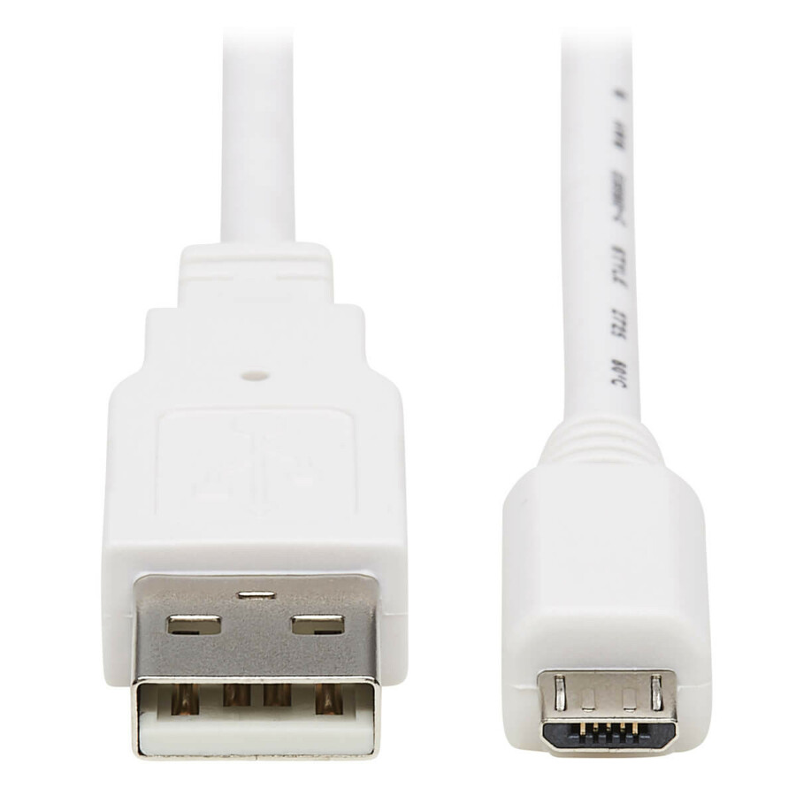 Eaton Tripp Lite Series Safe-IT USB 2.0 A to Micro-B Antibacterial Cable (M/M), White, 3 ft. (0.91 m)