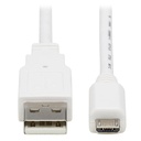 Eaton Tripp Lite Series Safe-IT USB 2.0 A to Micro-B Antibacterial Cable (M/M), White, 3 ft. (0.91 m)