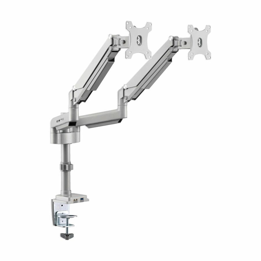 Eaton Tripp Lite Series Dual-Display Gas-Arm Mount for 13" to 34" Monitors - Clamp or Grommet, USB, Audio Ports