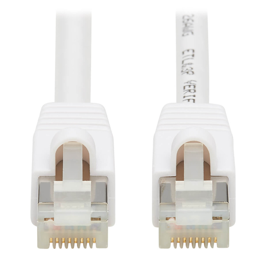 Eaton Tripp Lite Series Safe-IT Cat6a 10G Snagless Antibacterial S/FTP Ethernet Cable (RJ45 M/M), PoE, White, 25 ft. (7.62 m), TAA