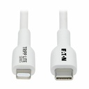 Eaton Tripp Lite Series Safe-IT USB-C to Lightning Sync/Charge Antibacterial Cable (M/M), MFi Certified, White, 1 m (3.3 ft.)