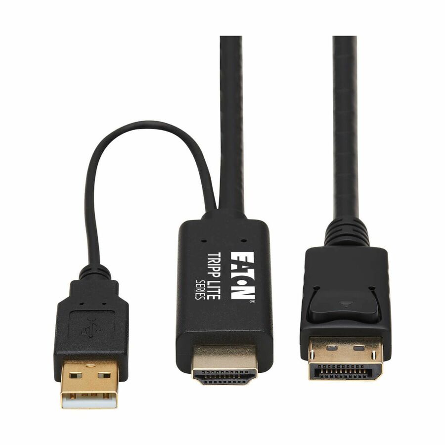 Tripp Lite by Eaton HDMI to DisplayPort Active Adapter Cable (M/M) - 4K, USB Power, Black, 2 m (6.6 ft.)