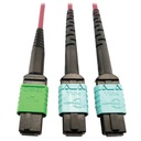 Tripp Lite by Eaton 400G Multimode 50/125 OM4 Plenum Fiber Optic Cable 16F MTP/MPO-APC to (x2) 12F MTP/MPO-UPC (F/F) Magenta 5 m