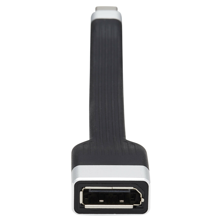 Eaton Tripp Lite Series USB-C to DisplayPort Flat Adapter Cable (M/F), 4K 60 Hz, Thunderbolt 3 Compatible, Black, 5 in. (12.7 cm)