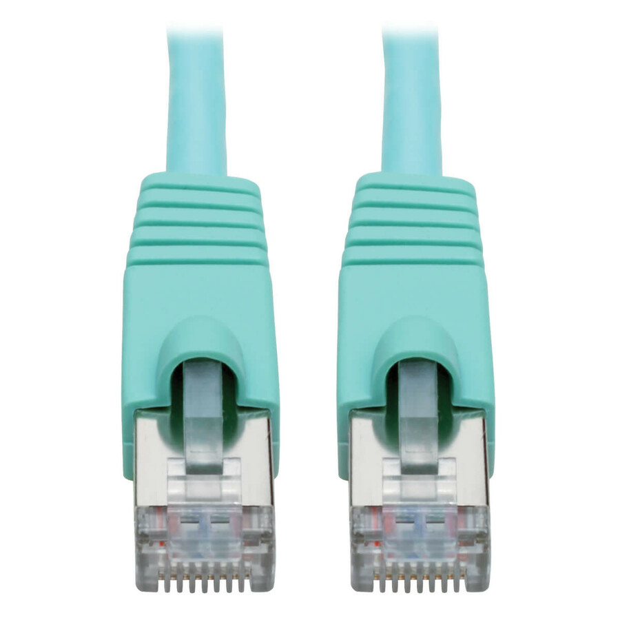 Eaton Tripp Lite Series Cat6a 10G Snagless Shielded STP Ethernet Cable (RJ45 M/M), PoE, Aqua, 2 ft. (0.61 m)
