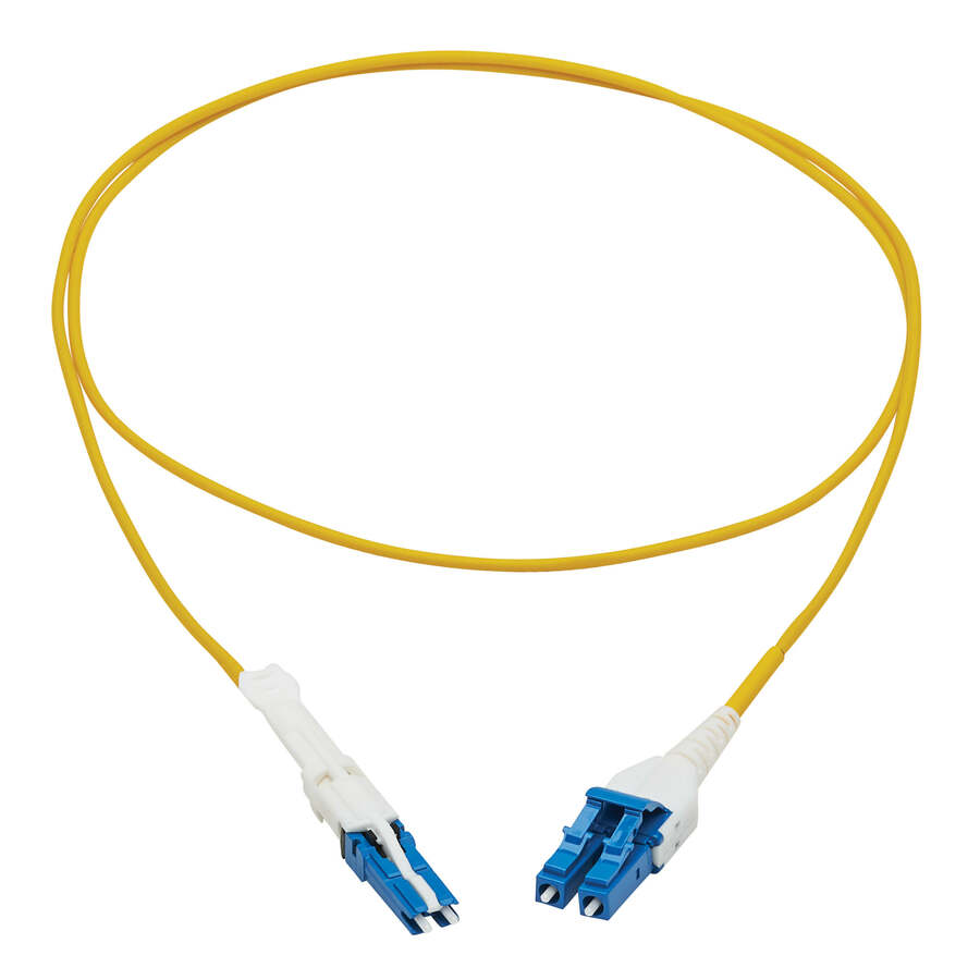 Eaton Tripp Lite Series 400G Duplex Singlemode 9/125 OS2 Fiber Optic Cable (CS-UPC/LC-UPC), Round LSZH Jacket, Yellow, 1 m