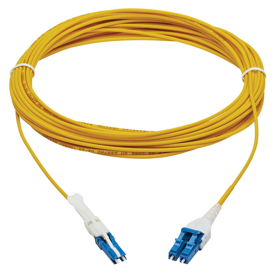 Eaton Tripp Lite Series 400G Duplex Singlemode 9/125 OS2 Fiber Optic Cable (CS-UPC/LC-UPC), Round LSZH Jacket, Yellow, 10 m