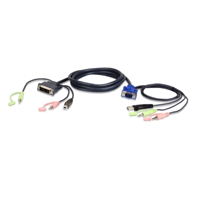 ATEN 1.8M USB VGA to DVI-A KVM Cable with Audio