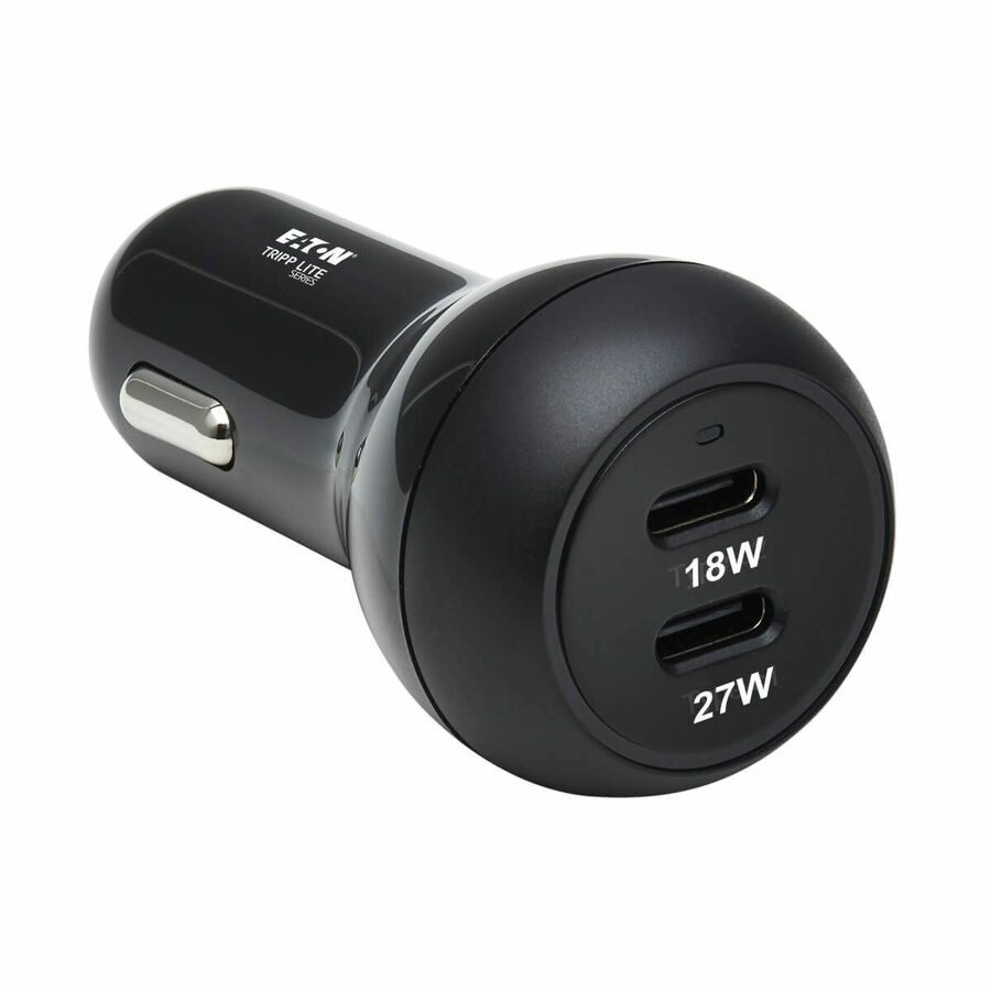 Eaton Tripp Lite Series Dual-Port USB-C Car Charger with 45W PD Charging - USB-C (27W), USB-C (18W), Black