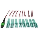 Eaton Tripp Lite Series 400G Multimode 50/125 OM4 Plenum Fiber Optic Breakout Cable, 16F MTP/MPO-APC to (x4) LC Duplex (F/M), Magenta, 1 m