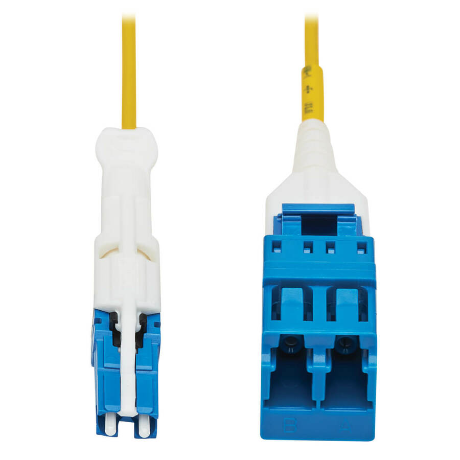 Eaton Tripp Lite Series 400G Duplex Singlemode 9/125 OS2 Fiber Optic Cable Adapter (CS-UPC/LC-UPC), M/F, Round LSZH Jacket, Yellow, 1 ft.