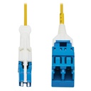 Eaton Tripp Lite Series 400G Duplex Singlemode 9/125 OS2 Fiber Optic Cable Adapter (CS-UPC/LC-UPC), M/F, Round LSZH Jacket, Yellow, 1 ft.