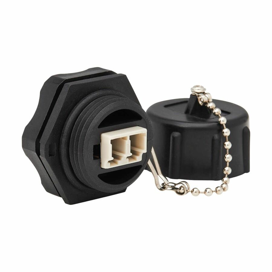 Eaton Tripp Lite Series Rigid Industrial IP68 Duplex Multimode Fiber Coupler (LC/LC) with Dust Cap, 10G Ethernet, TAA
