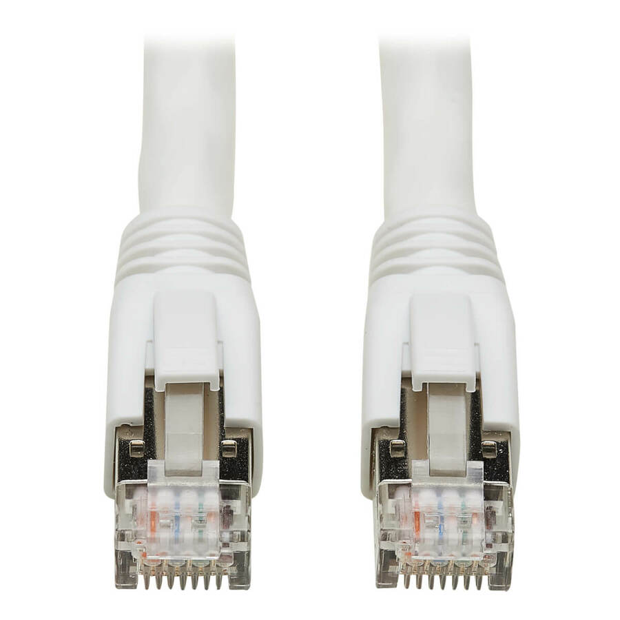 Tripp Lite by Eaton Cat8 25G/40G Certified Snagless Shielded S/FTP Ethernet Cable (RJ45 M/M) PoE White 15 ft. (4.57 m)