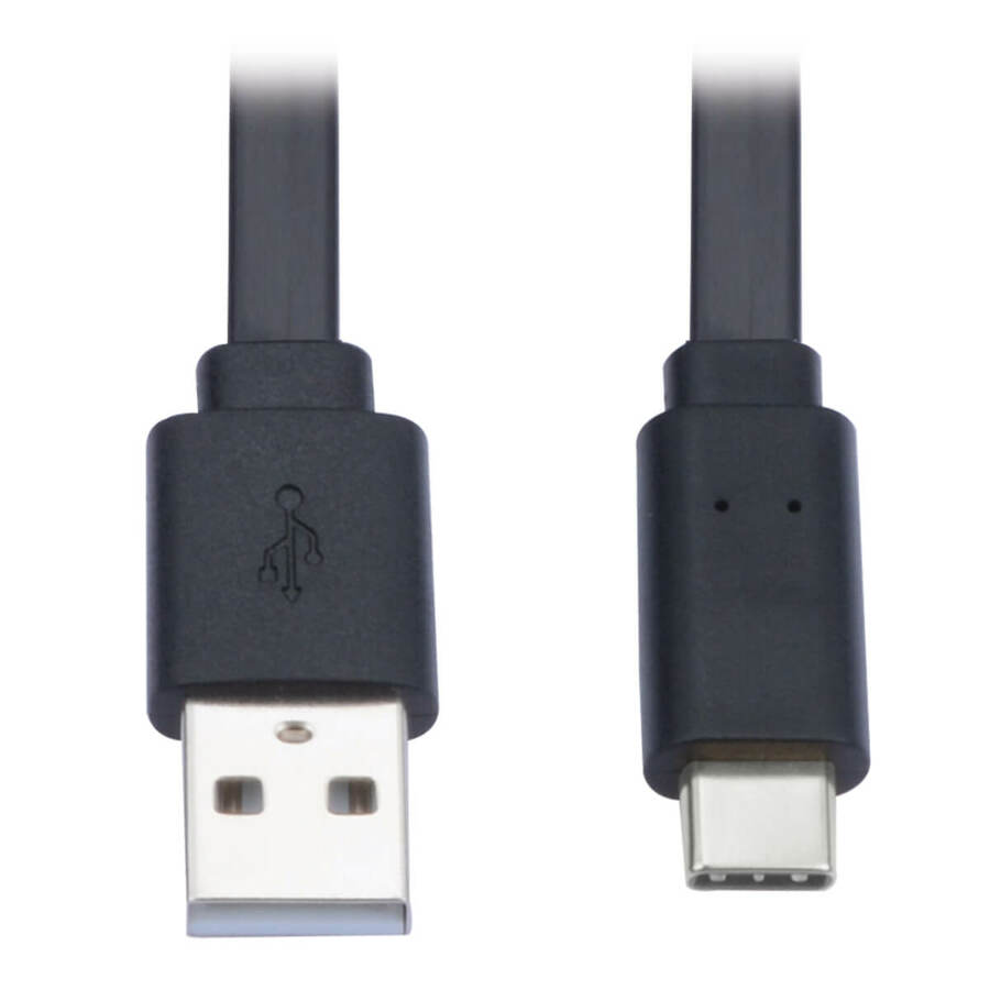 Eaton Tripp Lite Series USB-A to USB-C Flat Cable - M/M, USB 2.0, Black, 6 ft. (1.83 m)