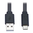 Eaton Tripp Lite Series USB-A to USB-C Flat Cable - M/M, USB 2.0, Black, 6 ft. (1.83 m)