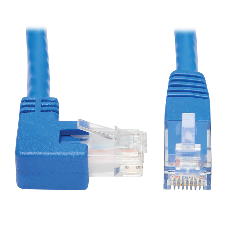 Eaton Tripp Lite Series Right-Angle Cat6 Gigabit Molded UTP Ethernet Cable (RJ45 Right-Angle M to RJ45 M), Blue, 20 ft. (6.09 m)