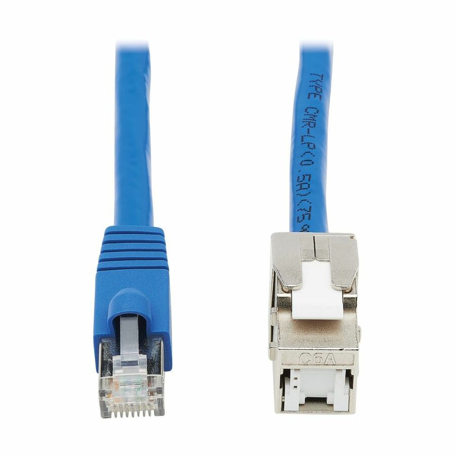 Eaton Tripp Lite Series Cat6 Keystone Jack Cable Assembly - Unshielded, PoE+, RJ45 M/F, 18-in. (45.72 cm), Blue, TAA