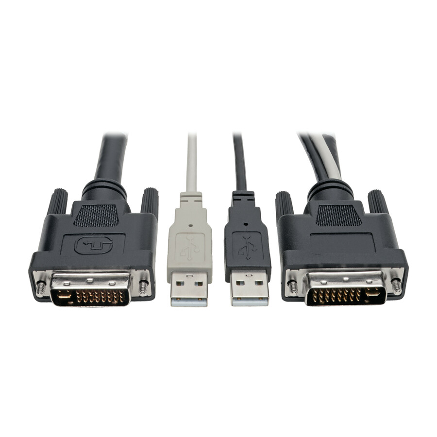 Eaton Tripp Lite Series DVI to USB-A Dual KVM Cable Kit - (2x Male/2x Male), 1920 x 1200 (1080p) @ 60 Hz, 10 ft. (3.05 m)