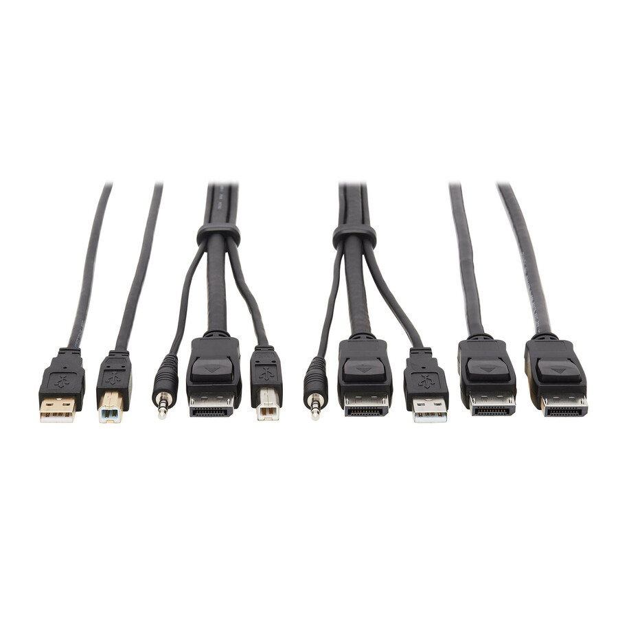 Tripp Lite by Eaton DisplayPort KVM Cable Kit - DP USB 3.5 mm Audio (3xM/3xM) + USB (M/M) + DP (M/M) 4K 10 ft. (3.05 m) Black