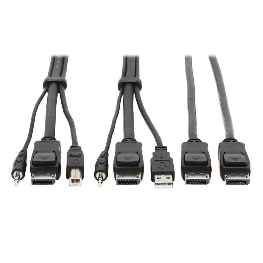 Tripp Lite by Eaton Dual DisplayPort KVM Cable Kit - DP USB 3.5 mm Audio (3xM/3xM) + DP (M/M) 4K 4:4:4 10 ft. (3.05 m) Black