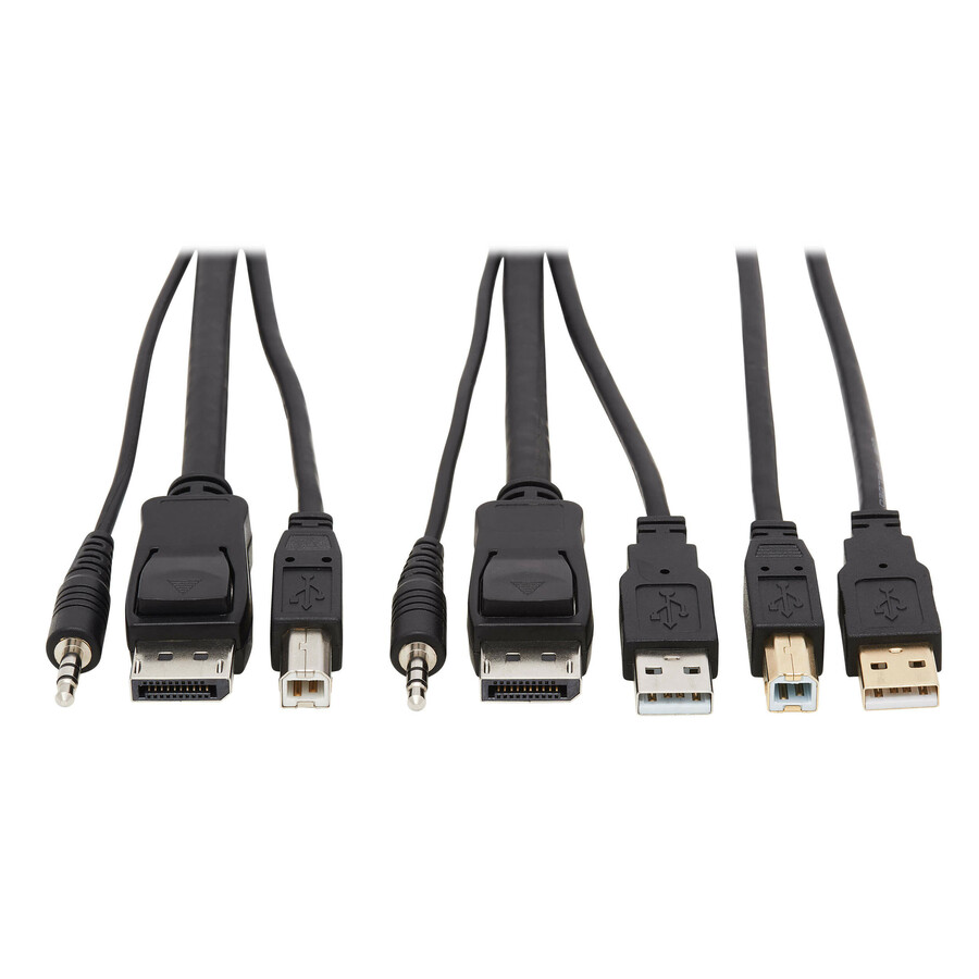 Tripp Lite by Eaton DisplayPort KVM Cable Kit - DP USB 3.5 mm Audio (3xM/3xM) + USB (M/M) 4K 4:4:4 6 ft. (1.83 m) Black