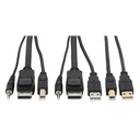 Eaton Tripp Lite Series DisplayPort KVM Cable Kit - DP, USB, 3.5 mm Audio (3xM/3xM) + USB (M/M), 4K, 4:4:4, 10 ft. (3.05 m), Black
