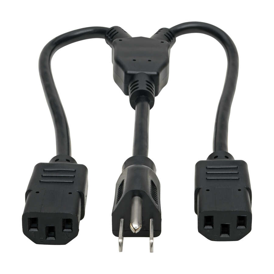 Tripp Lite by Eaton Power Cord Splitter C14 to 2xC13 PDU Style - 10A 250V 18 AWG 18-in. (45.72 cm) Black