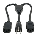 Tripp Lite by Eaton Power Cord Splitter C14 to 2xC13 PDU Style - 10A 250V 18 AWG 18-in. (45.72 cm) Black