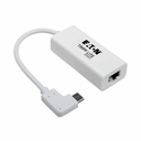 Eaton Tripp Lite Series USB-C to Gigabit Network Adapter with Right Angle USB-C, Thunderbolt 3 Compatibility - White