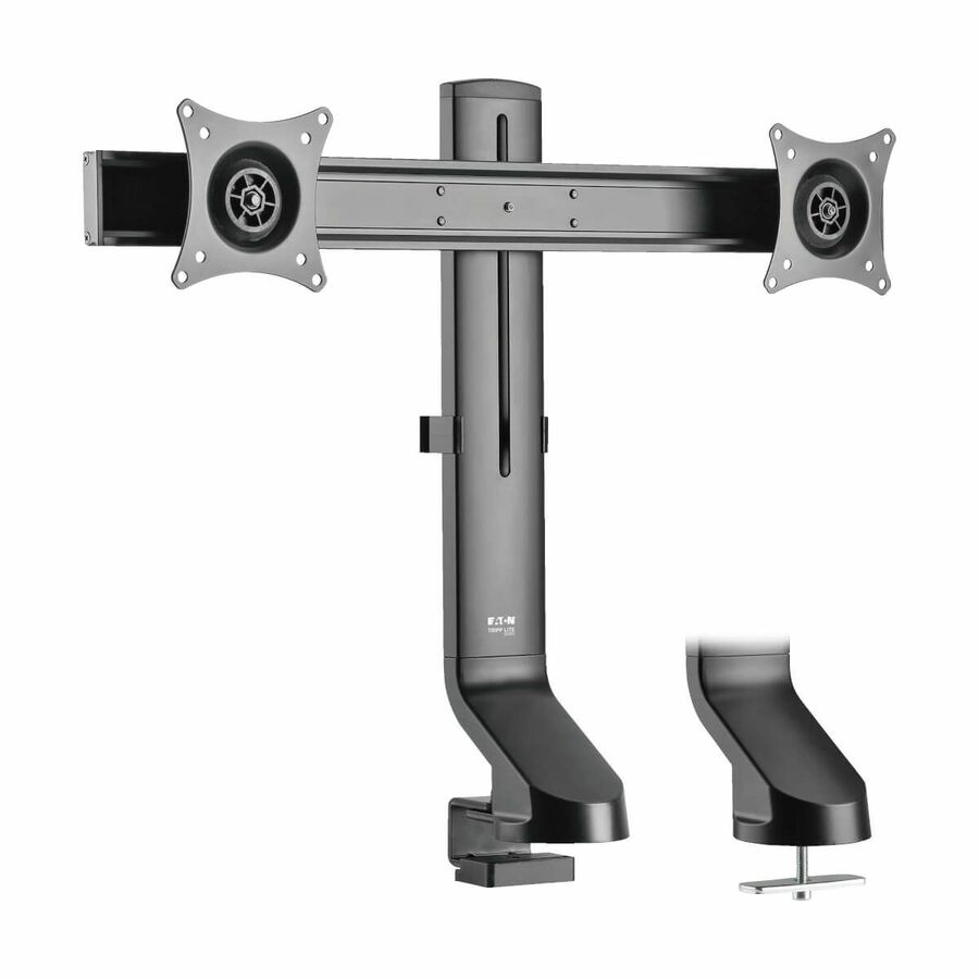 Tripp Lite by Eaton Dual-Display Monitor Arm with Desk Clamp and Grommet - Height Adjustable 17" to 27" Monitors