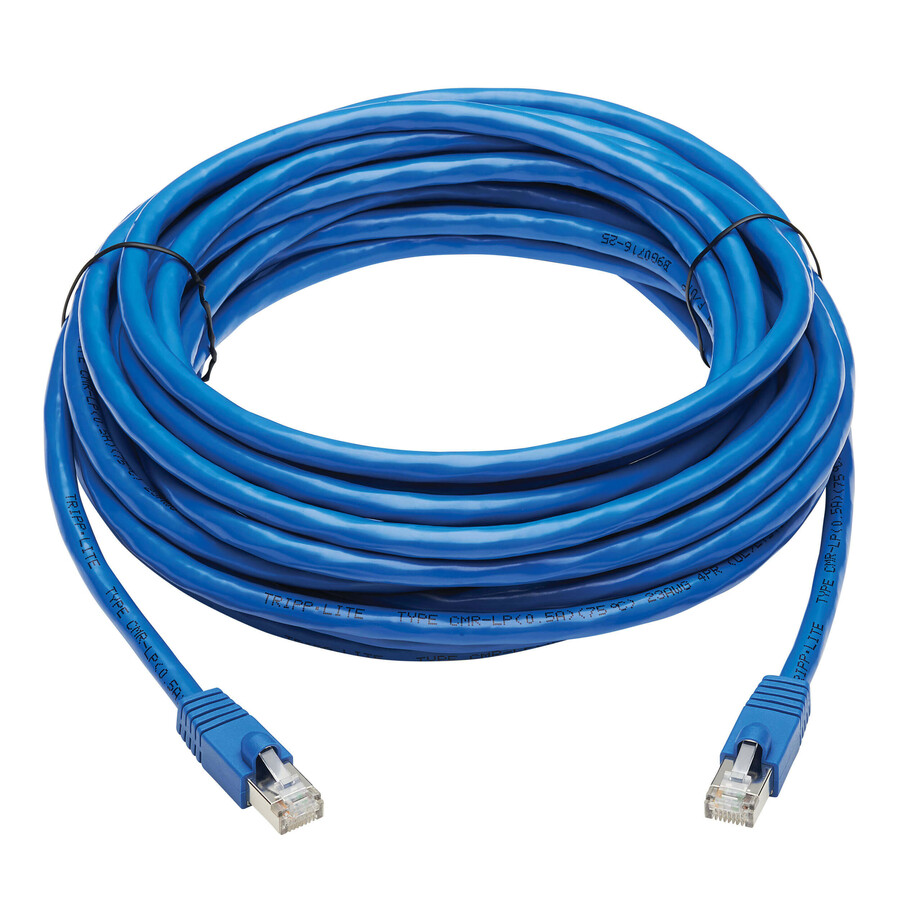 Tripp Lite by Eaton Cat6a 10G Snagless F/UTP Ethernet Cable (RJ45 M/M) PoE CMR-LP Blue 30 ft. (9.14 m)
