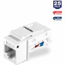 TRENDnet Cat6 Keystone Jack, 25-Pack Bundle, 90° Angle Termination, Compatible With Cat5, Cat5e, Cat6 Cabling, Color-Coded Labeling, Gold-Plated Contacts, Tool-less Design, White, TC-K25C6