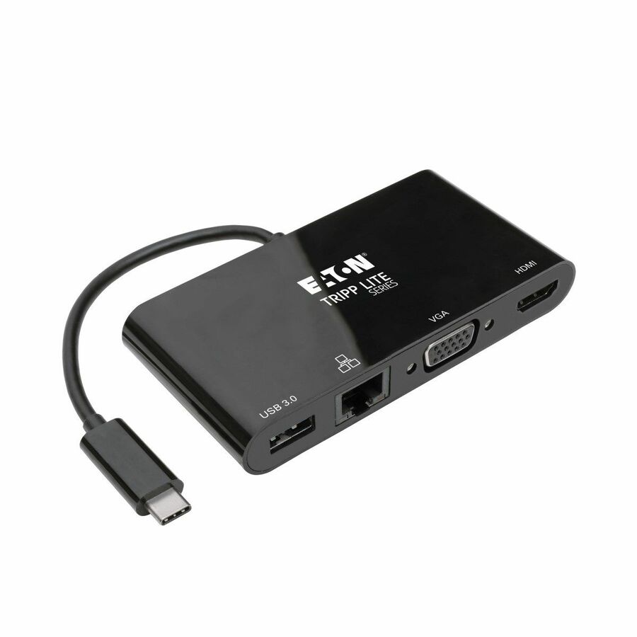 Eaton Tripp Lite Series USB-C Multiport Adapter - 4K HDMI, VGA, USB 3.x (5Gbps) Hub Port, GbE, HDCP, Black