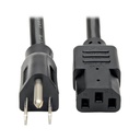 Eaton Tripp Lite Series Computer Power Cord, Right-Angle NEMA 5-15P to C13 - Heavy-Duty, 15A, 125V, 14 AWG, 6 ft. (1.83 m), Black