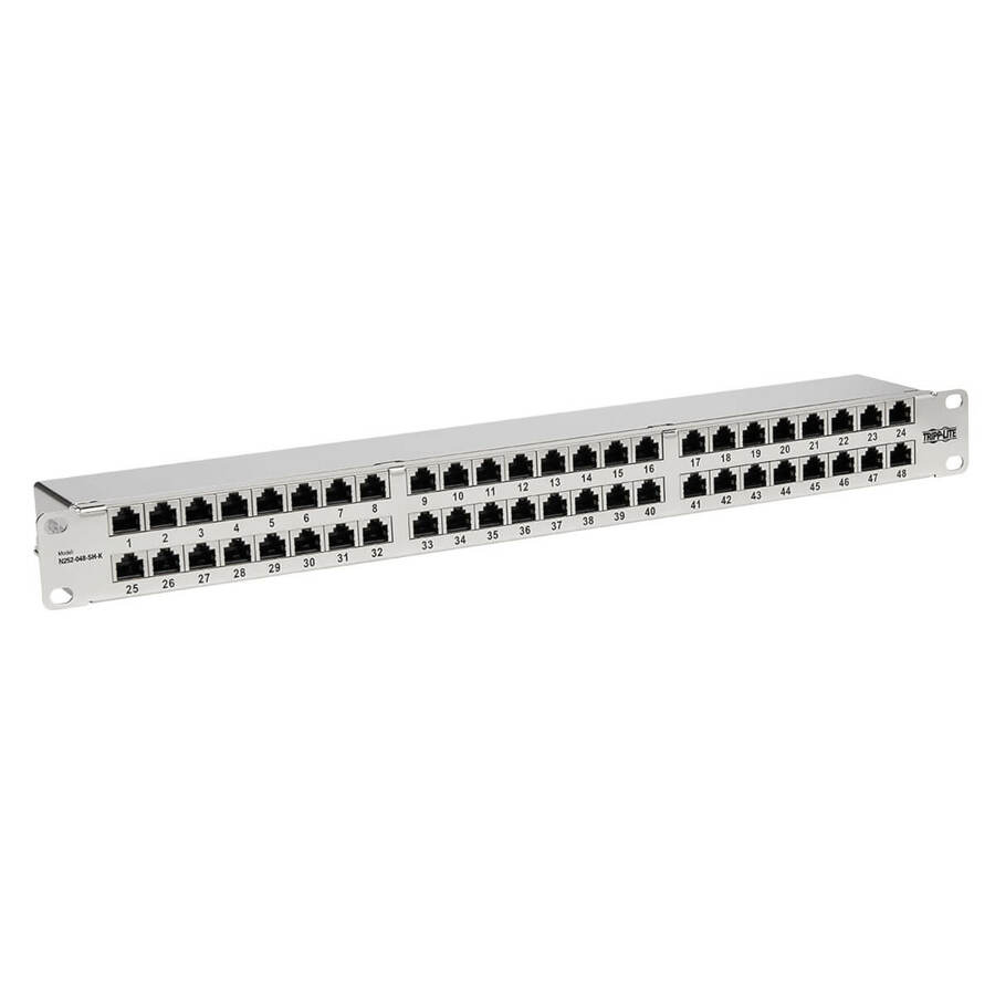 Tripp Lite by Eaton Cat5e/Cat6 48-Port Patch Panel - Shielded Krone IDC 568A/B RJ45 Ethernet 1U Rack-Mount TAA