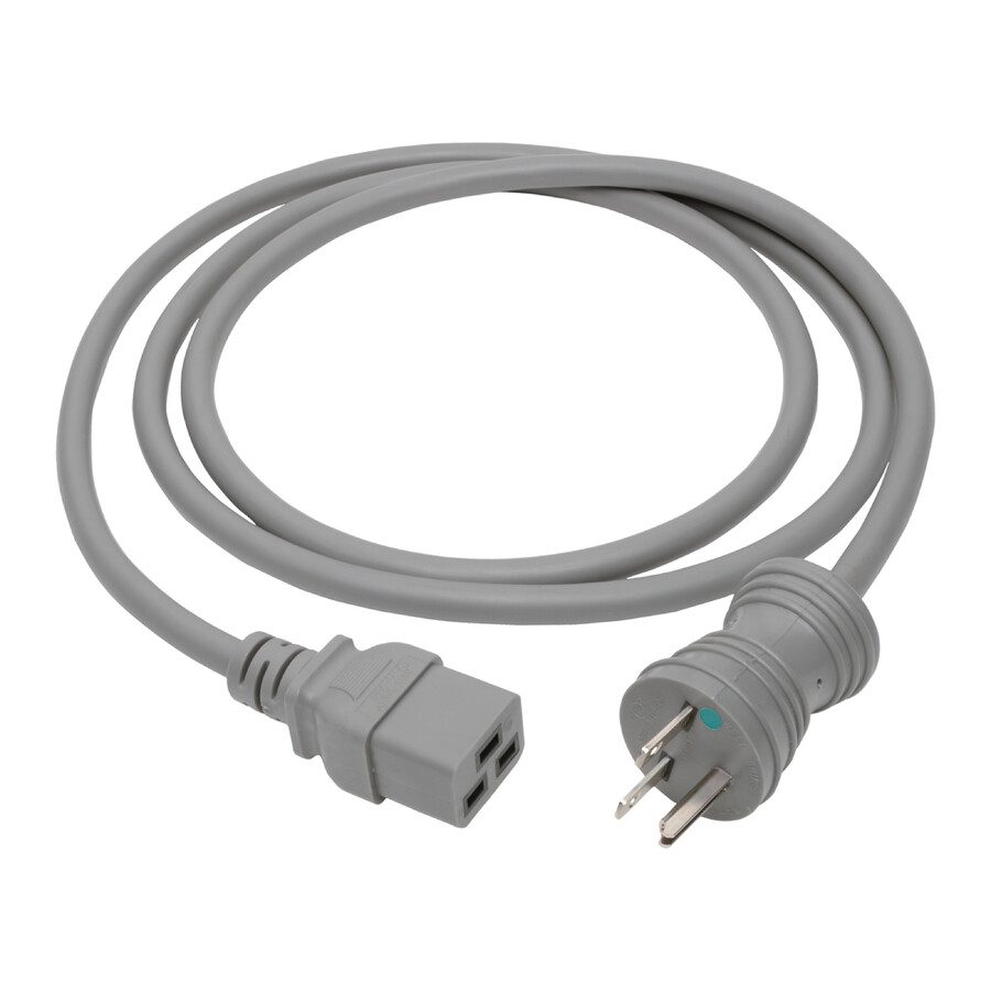 Tripp Lite by Eaton Hospital-Grade Power Cord NEMA 6-15P to C19 - Heavy-Duty Green Dot 15A 250V 14 AWG 6 ft. (1.83 m) Gray