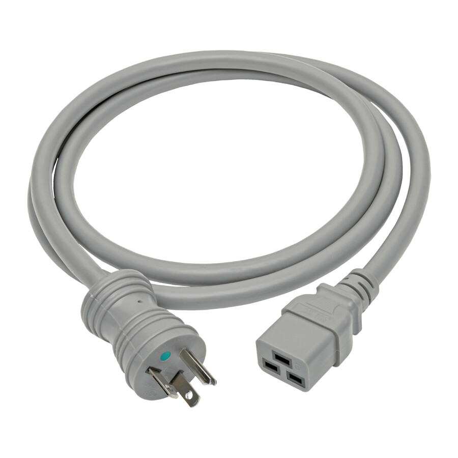 Eaton Tripp Lite Series Hospital-Grade Power Cord, NEMA 5-20P to C19 - Heavy-Duty, Green Dot, 20A, 125V, 12 AWG, 6 ft. (1.83 m), Gray