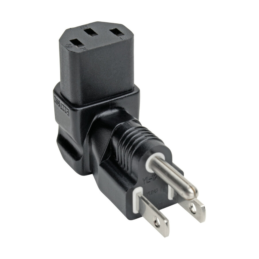 Eaton Tripp Lite Series Computer Power Cord Adapter, NEMA 5-15P to Down Angle C13 - 10A, 125V, Black