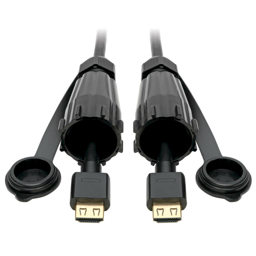 Eaton Tripp Lite Series High-Speed HDMI Cable (M/M) - 4K 60 Hz, HDR, Industrial, IP68, Hooded Connectors, Black, 12 ft.