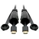 Eaton Tripp Lite Series High-Speed HDMI Cable (M/M) - 4K 60 Hz, HDR, Industrial, IP68, Hooded Connectors, Black, 12 ft.