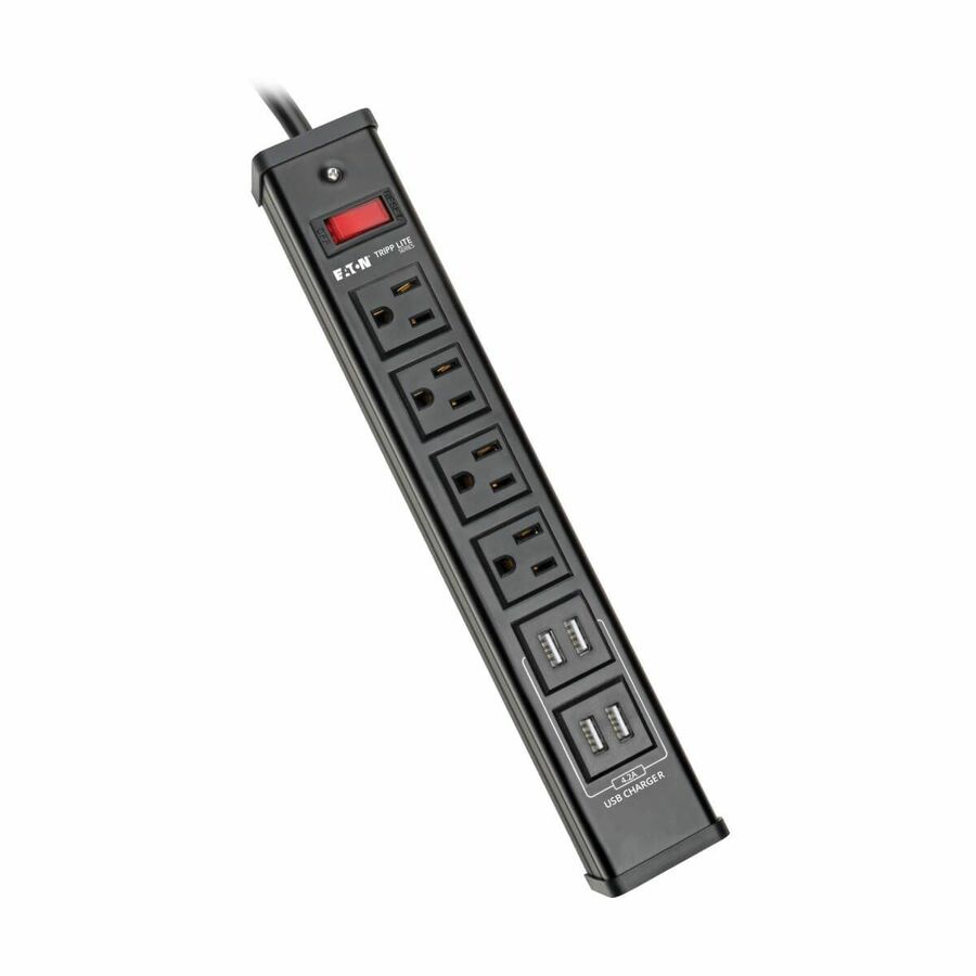 Tripp Lite by Eaton 4-Outlet Surge Protector with 4 USB Ports (4.2A Shared) - 6 ft. (1.83 m) Cord 450 Joules Metal Housing
