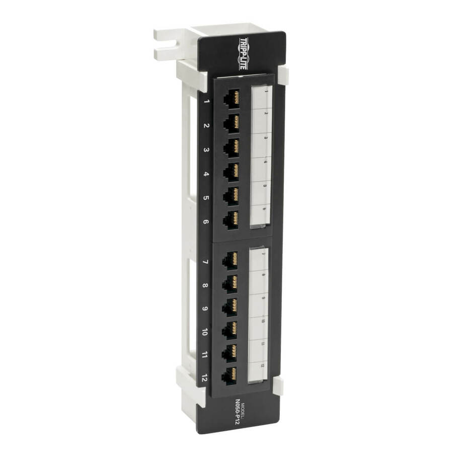 Eaton Tripp Lite Series Cat5e Wall-Mount 12-Port Patch Panel - PoE+ Compliant, 110/Krone, 568A/B, RJ45 Ethernet, TAA