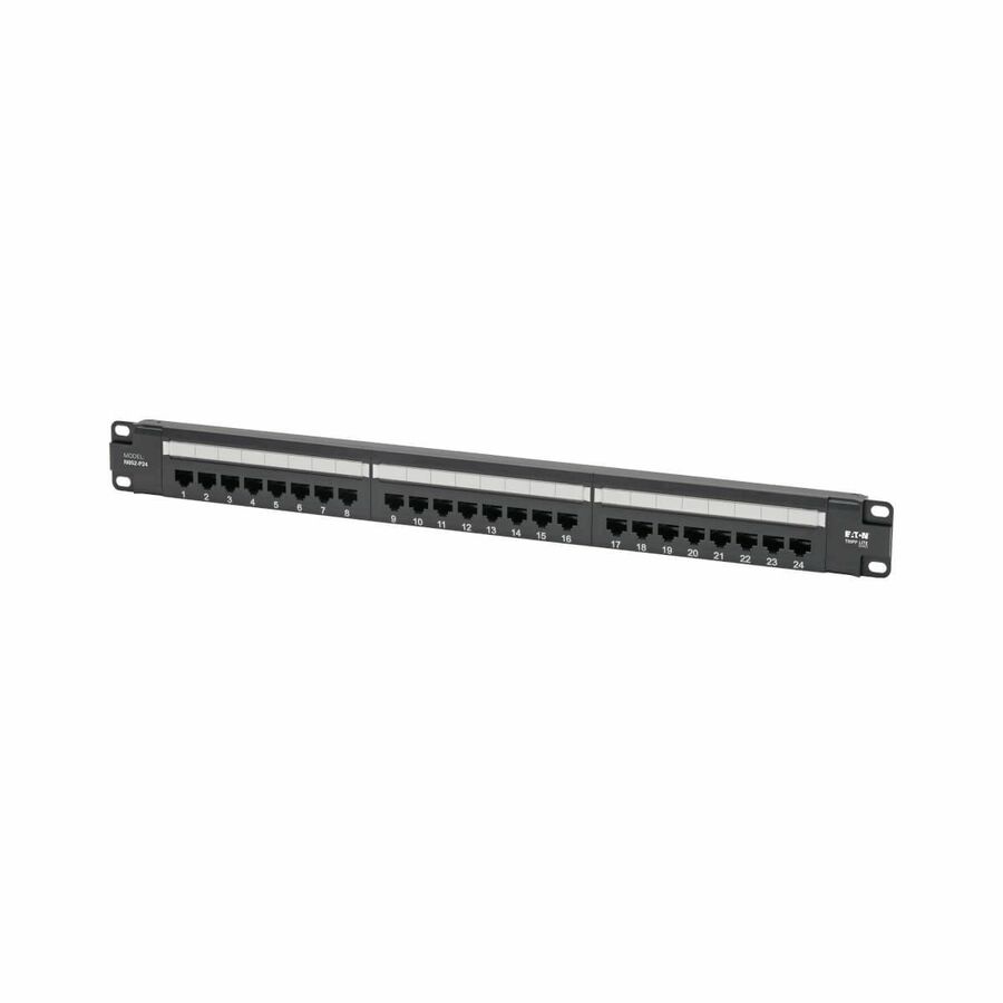 Eaton Tripp Lite Series Cat5e 24-Port Patch Panel - PoE+ Compliant, 110/Krone, 568A/B, RJ45 Ethernet, 1U Rack-Mount, TAA