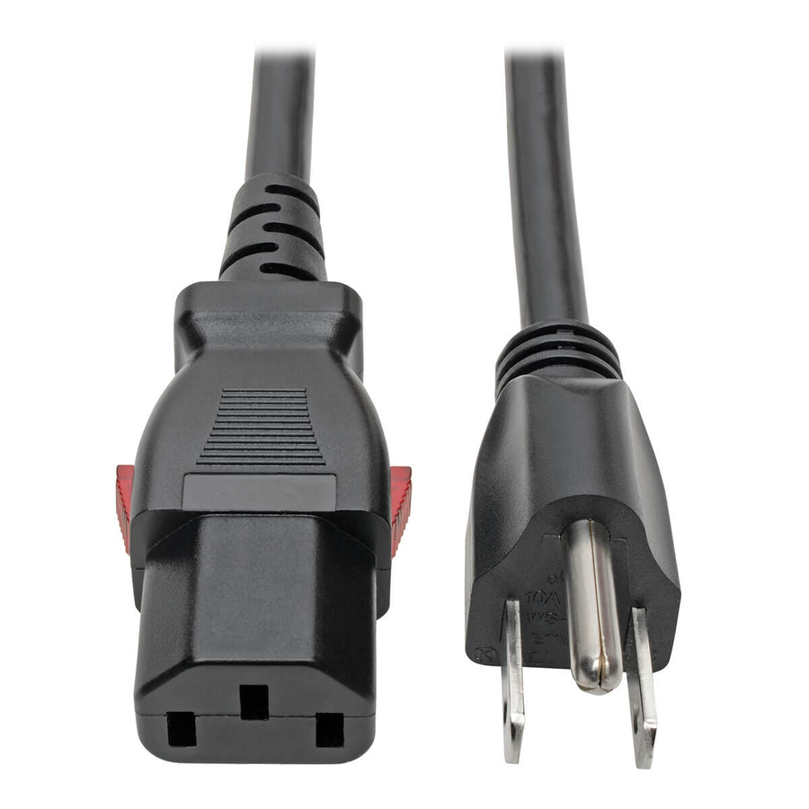 Eaton Tripp Lite Series Computer Power Cord, NEMA 5-15P to Locking C13 - 10A, 125V, 18 AWG, 3 ft. (0.91 m)